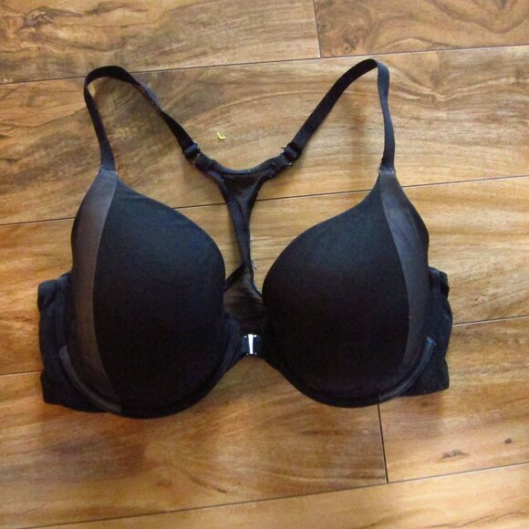 Victoria's Secret Black Front Close Racerback Perfect Coverage Bra Size 36D - Picture 1 of 6